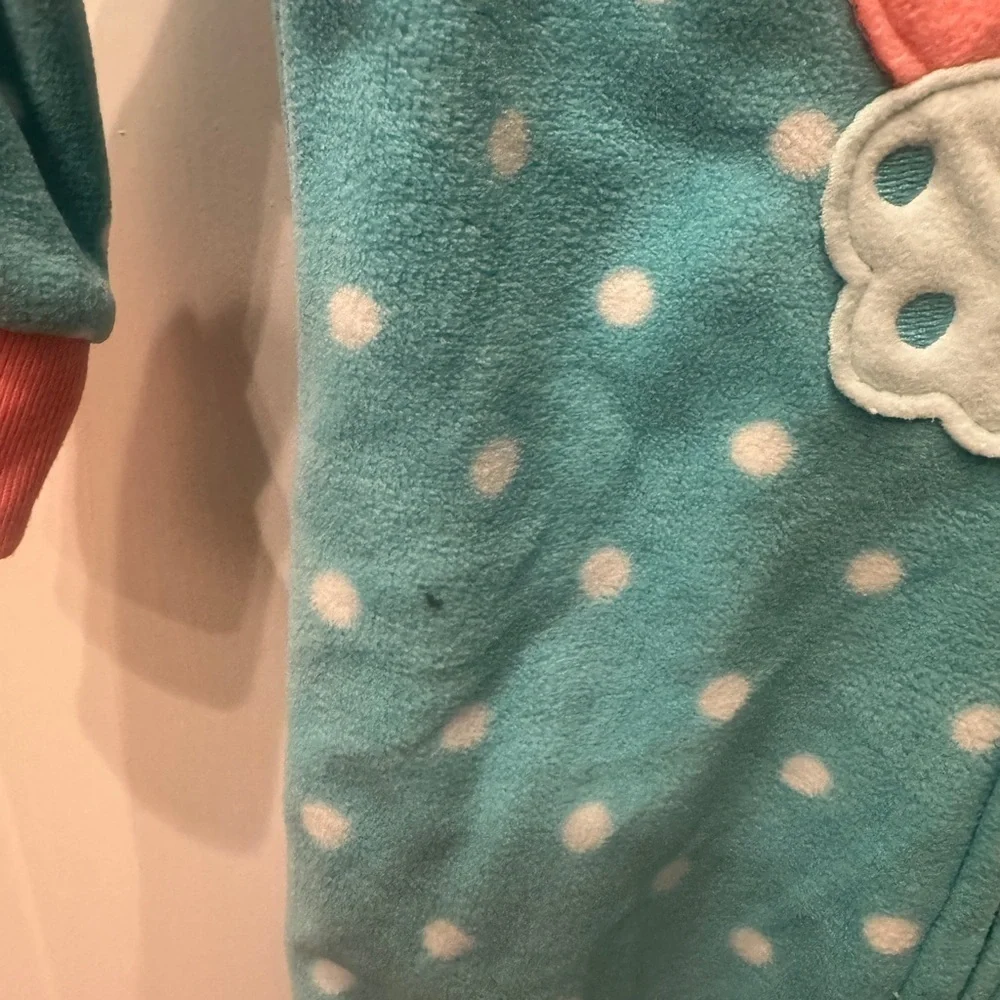 NWOT Carter’s 12M Blue Butterfly Fleece Long Sleeve Girls Footie Pajamas
